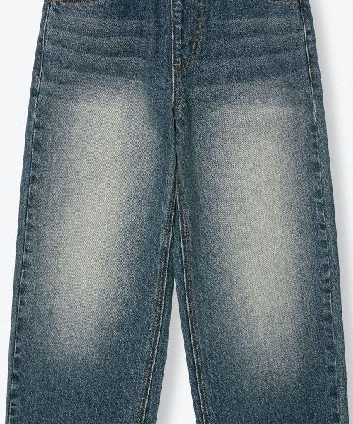 MUSINSA STANDARD KIDS（ムシンサスタンダードキッズ）の「ビッグブラシワイドバンディングデニムパンツ[ミディアムインディゴ]（デニムパンツ・レディース・その他・100/110/120/130/140/150/160）」の5枚目の写真