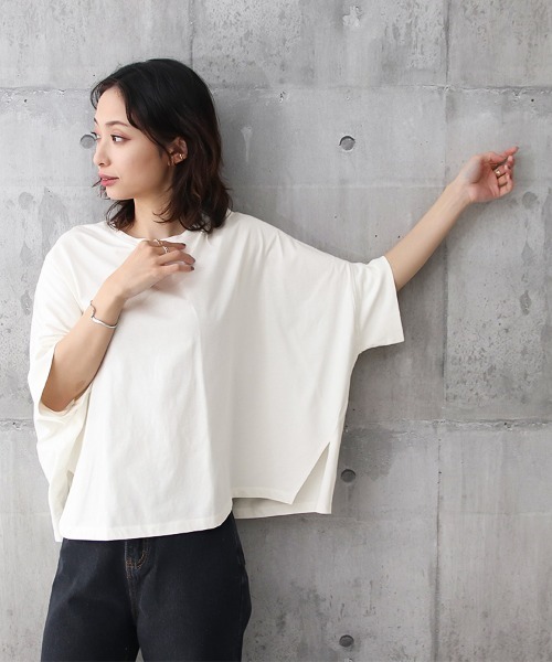 Social GIRL（ソーシャルガール）の「●Social GIRL●スリットドルマンムジロゴTシャツ（Tシャツ/カットソー・レディース・オフホワイト/ブラック/ベージュ系その他/イエロー・M）」の10枚目の写真