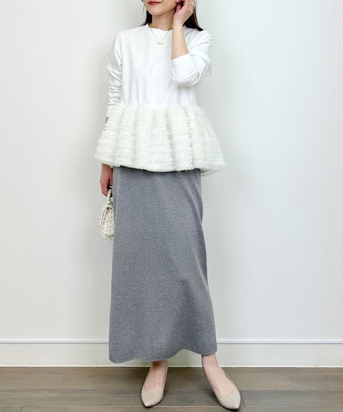 PICCIN(ピッチン)の「ニットスカート(スカート・レディース・チャコールグレー/ライトグレー・M)」の7枚目の写真