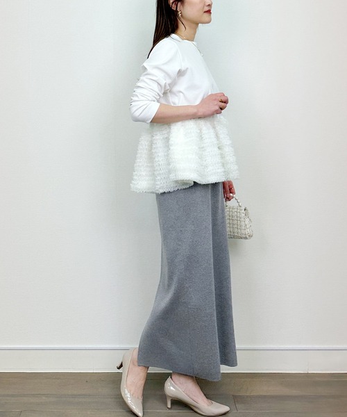 PICCIN(ピッチン)の「ニットスカート(スカート・レディース・チャコールグレー/ライトグレー・M)」の8枚目の写真