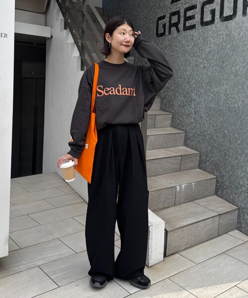 SEADAM（シーダム）の「【WEB限定】SEADAMビッグシルエットロゴロンTEE（Tシャツ/カットソー・レディース・チャコールグレー/ブラック/グレー/ホワイト/ブルー・SMALL/X-LARGE/LARGE/MEDIUM）」の8枚目の写真