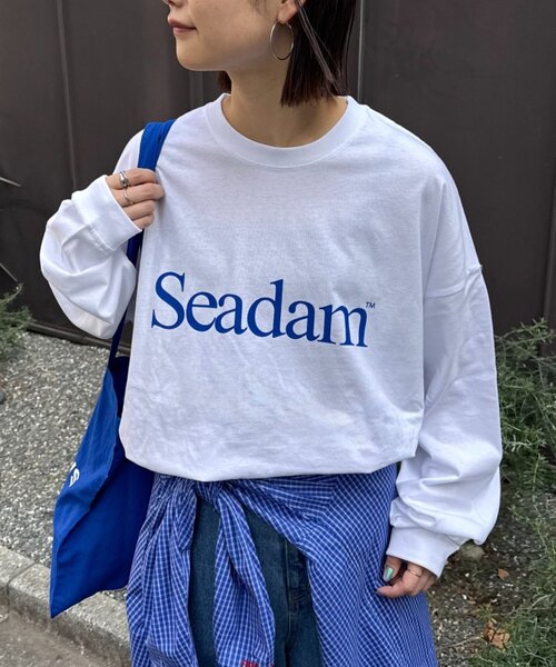 SEADAM（シーダム）の「【WEB限定】SEADAMビッグシルエットロゴロンTEE（Tシャツ/カットソー・レディース・チャコールグレー/ブラック/グレー/ホワイト/ブルー・SMALL/X-LARGE/LARGE/MEDIUM）」の9枚目の写真