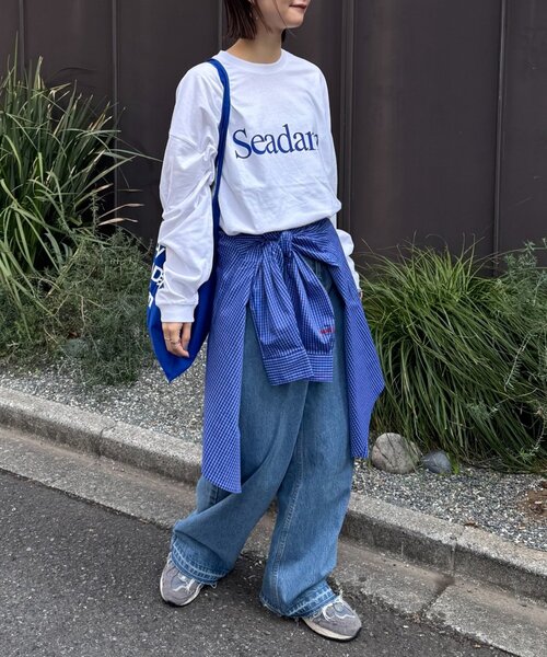 SEADAM（シーダム）の「【WEB限定】SEADAMビッグシルエットロゴロンTEE（Tシャツ/カットソー・レディース・チャコールグレー/ブラック/グレー/ホワイト/ブルー・SMALL/X-LARGE/LARGE/MEDIUM）」の14枚目の写真