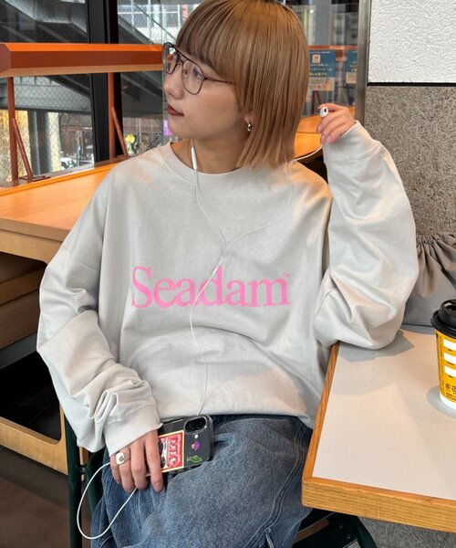 SEADAM（シーダム）の「【WEB限定】SEADAMビッグシルエットロゴロンTEE（Tシャツ/カットソー・レディース・チャコールグレー/ブラック/グレー/ホワイト/ブルー・SMALL/X-LARGE/LARGE/MEDIUM）」の21枚目の写真
