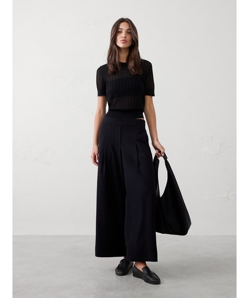 BANANA REPUBLIC FACTORY STORE(バナナリパブリック ファクトリーストア)の「BANANA REPUBLIC FACTORY STORE ワイドレッグ ミッドライズ プリーツ プルオンパンツ(その他パンツ・レディース・グリーン/ホワイト/カーキ/ブラック・XS/S/M/L)」の11枚目の写真