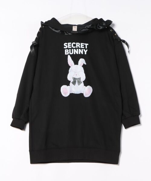Secret Honey（シークレットハニー）の「プリントパーカーワンピース（Tシャツ/カットソー・レディース・ブラック/ピンク・FREE）」の2枚目の写真
