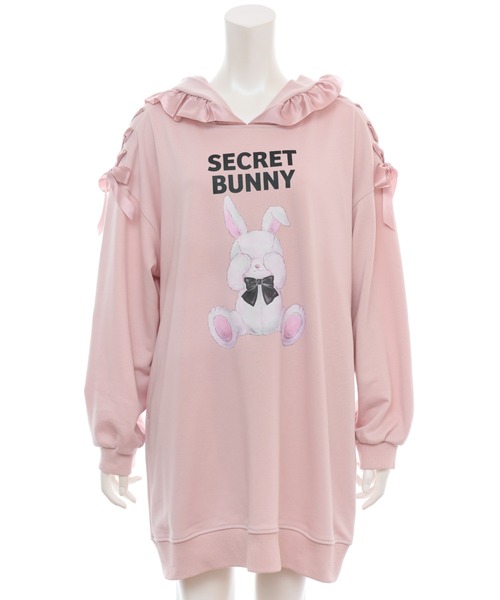 Secret Honey（シークレットハニー）の「プリントパーカーワンピース（Tシャツ/カットソー・レディース・ブラック/ピンク・FREE）」の6枚目の写真