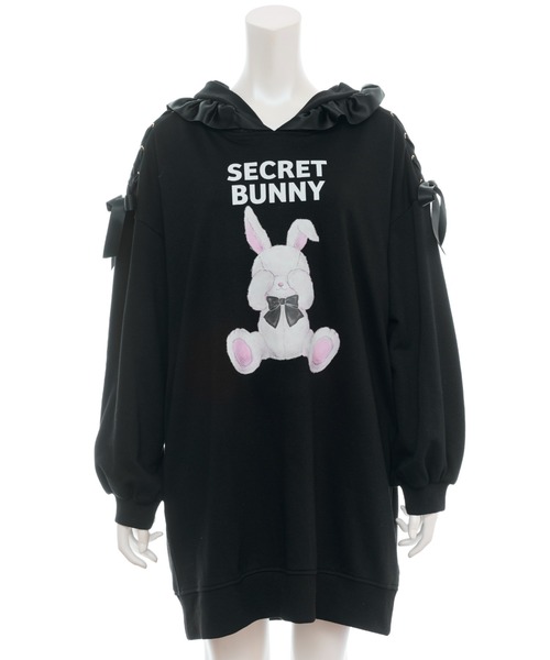 Secret Honey（シークレットハニー）の「プリントパーカーワンピース（Tシャツ/カットソー・レディース・ブラック/ピンク・FREE）」の5枚目の写真