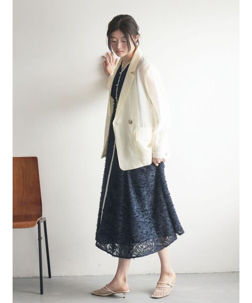 LAGUNAMOON（ラグナムーン）の「カットジャガードパイピングワンピース（ワンピース・レディース・ネイビー/ブラウン/アイボリー・SMALL/MEDIUM）」の12枚目の写真