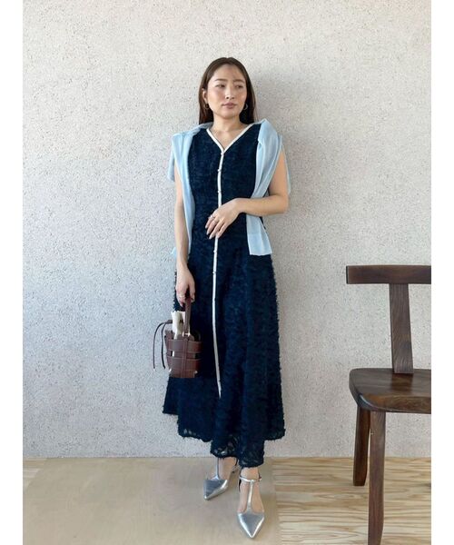 LAGUNAMOON（ラグナムーン）の「カットジャガードパイピングワンピース（ワンピース・レディース・ネイビー/ブラウン/アイボリー・SMALL/MEDIUM）」の22枚目の写真