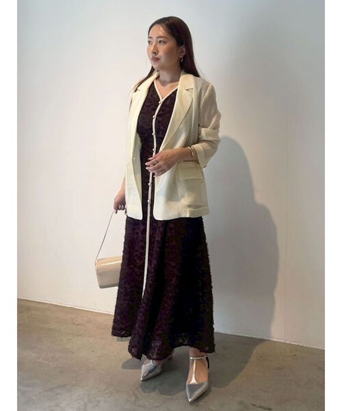 LAGUNAMOON（ラグナムーン）の「カットジャガードパイピングワンピース 【夏服】（ワンピース・レディース・ネイビー/ブラウン/アイボリー・SMALL/MEDIUM）」の14枚目の写真