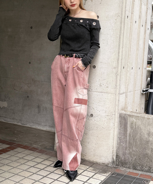 SPIRALGIRL（スパイラルガール）の「アイレットワンショルトップス（Tシャツ/カットソー・レディース・ホワイト/グリーン/ブラック・FREE）」の5枚目の写真