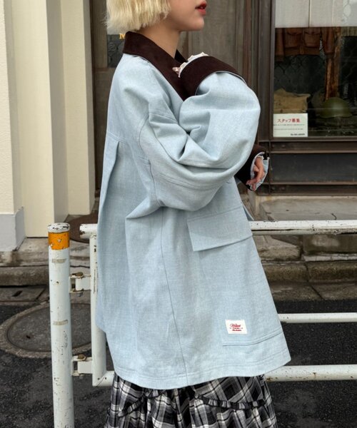 w closet（ダブルクローゼット）の「配色カバーオール（ブルゾン・レディース・ピンク/サックスブルー/アイボリー・FREE）」の16枚目の写真