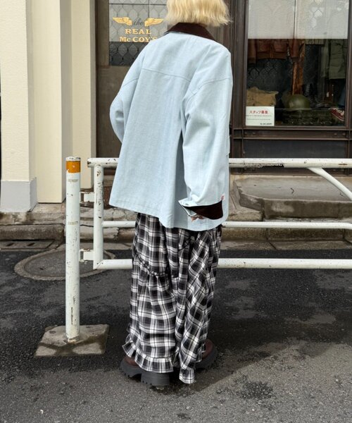 w closet（ダブルクローゼット）の「配色カバーオール（ブルゾン・レディース・ピンク/サックスブルー/アイボリー・FREE）」の11枚目の写真