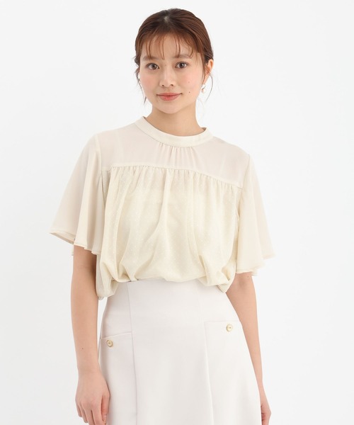 Andemiu（アンデミュウ）の「ドットチュールブラウス659175（シャツ/ブラウス・レディース・アイボリー/ブラック/オフホワイト・FREE）」の3枚目の写真