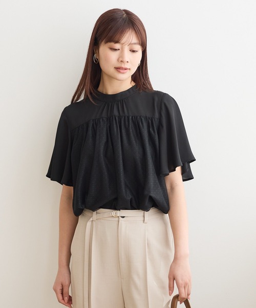 Andemiu（アンデミュウ）の「ドットチュールブラウス659175（シャツ/ブラウス・レディース・アイボリー/ブラック/オフホワイト・FREE）」の2枚目の写真