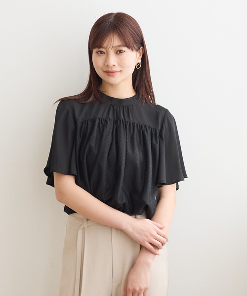 Andemiu（アンデミュウ）の「ドットチュールブラウス659175（シャツ/ブラウス・レディース・アイボリー/ブラック/オフホワイト・FREE）」の5枚目の写真