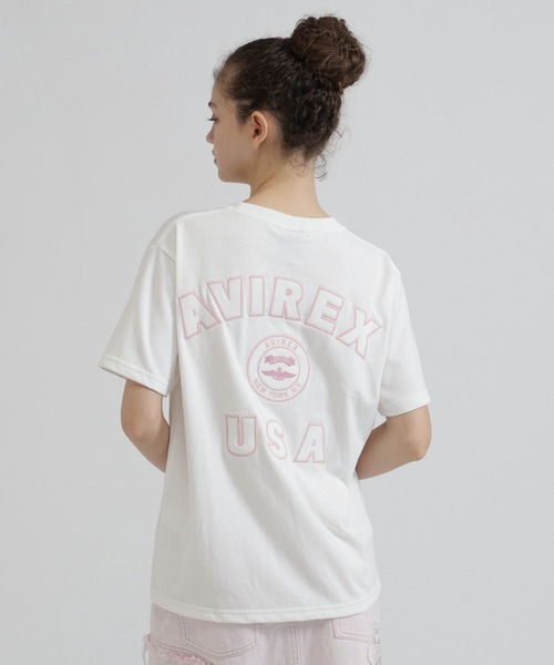 AVIREX(アヴィレックス)の「VARSITY LOGO S/S T-SHIRT(Tシャツ/カットソー・レディース・ブラック/オフホワイト/ネイビー/ラベンダー・F)」の2枚目の写真