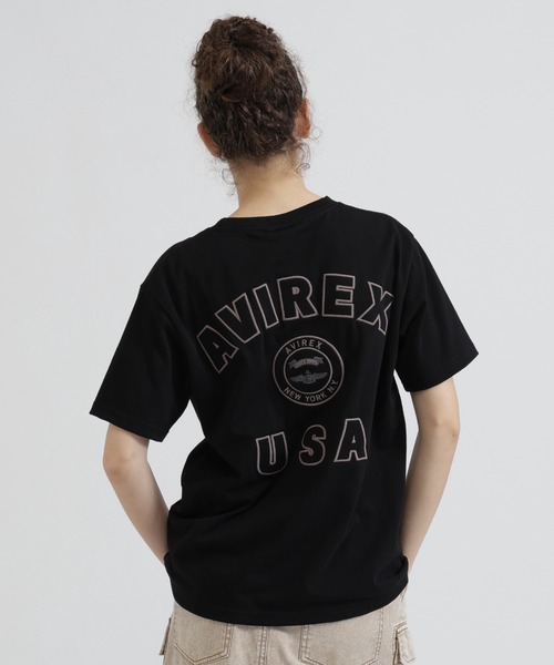 AVIREX(アヴィレックス)の「VARSITY LOGO S/S T-SHIRT(Tシャツ/カットソー・レディース・ブラック/オフホワイト/ネイビー/ラベンダー・F)」の3枚目の写真