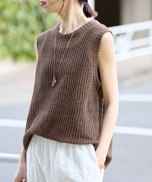 SLOBE IENA (スローブイエナ) ■ ② 24080912259020 KAYA ノースリーブプルオーバー レディース ベージュ FREE KAYA ノースリーブプルオーバー（ニット／セーター）｜SLOBE IENA