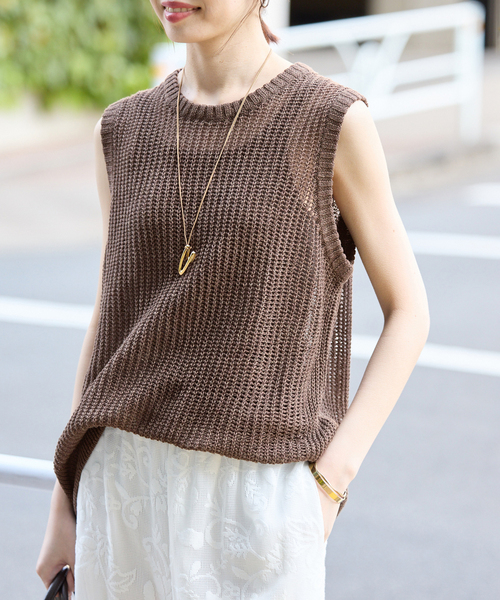 SLOBE IENA (スローブイエナ) ■ ② 24080912259020 KAYA ノースリーブプルオーバー レディース ベージュ FREE KAYA ノースリーブプルオーバー（ニット／セーター）｜SLOBE IENA