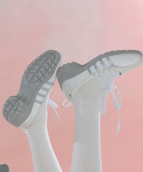 ROCKFISH WEATHERWEAR（ロックフィッシュウェザーウェア）の「[x ILLIT] BLISS HEEL LACEUP SNEAKERS（スニーカー・レディース・ピンク/ホワイト・23.0cm/23.5cm/24.0cm/24.5cm/25.0cm/25.5cm）」の7枚目の写真