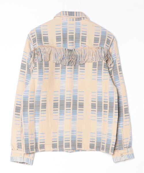 RRL（ダブル アール エル）の「フリンジ ジャカード オーバーシャツ（シャツ/ブラウス・メンズ・ブルー・M/L/XS/XL/S）」の8枚目の写真