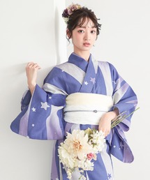 KIMONOMACHI（キモノマチ）の「レディース セパレート浴衣 2点セット 浴衣　簡単（二部式浴衣＋しわ兵児帯）着付け簡単　貝殻　金魚　星柄　花柄　フラワー【KIMONOMACHI オリジナル】（浴衣）」