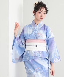 kimonomachi | 【簡単着付け】レディース セパレート浴衣 2点セット 浴衣 簡単(二部式浴衣+しわ兵児帯)S/Fサイズ 着付け簡単 貝殻 金魚 星柄 花柄 フラワー【KIMONOMACHI オリジナル】 低身長浴衣(浴衣)