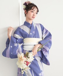 KIMONOMACHI（キモノマチ）の「【簡単着付け】レディース セパレート浴衣 2点セット 浴衣　簡単（二部式浴衣＋しわ兵児帯）S/Fサイズ　着付け簡単　貝殻　金魚　星柄　花柄　フラワー【KIMONOMACHI オリジナル】 低身長浴衣（浴衣）」