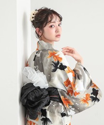 KIMONOMACHI（キモノマチ）の「【簡単着付け】レディース セパレート浴衣 2点セット 浴衣　簡単（二部式浴衣＋しわ兵児帯）S/Fサイズ　着付け簡単　貝殻　金魚　星柄　花柄　フラワー【KIMONOMACHI オリジナル】 低身長浴衣（浴衣）」