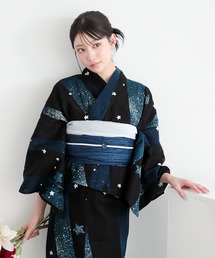 KIMONOMACHI（キモノマチ）の「【簡単着付け】レディース セパレート浴衣 2点セット 浴衣　簡単（二部式浴衣＋しわ兵児帯）S/Fサイズ　着付け簡単　貝殻　金魚　星柄　花柄　フラワー【KIMONOMACHI オリジナル】 低身長浴衣（浴衣）」