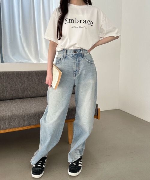 WEGO（ウィゴー）の「WEGO/接触冷感プリントロゴT（Tシャツ/カットソー・レディース・ベージュ/ライトピンク/グレー/オフホワイト/スミクロ・LARGE/MEDIUM）」の9枚目の写真