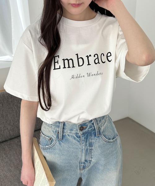 WEGO（ウィゴー）の「WEGO/接触冷感プリントロゴT（Tシャツ/カットソー・レディース・ベージュ/ライトピンク/グレー/オフホワイト/スミクロ・LARGE/MEDIUM）」の8枚目の写真