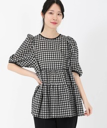 STRAWBERRY-FIELDS（ストロベリーフィールズ）の「シアサッカーギンガム_ギンガムチェックティアードブラウス（シャツ/ブラウス）」