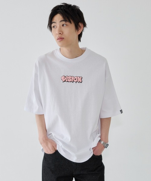 WEGO（ウィゴー）の「WEGO/【26年春夏新作】別注VISIONグラフィックT（Tシャツ/カットソー・メンズ・ホワイト/ブラック・LARGE/MEDIUM）」の3枚目の写真