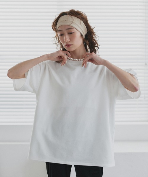ad thie(アドティエ)の「ベーシック オーバーサイズ Tシャツ(Tシャツ/カットソー・レディース・チャコール/オートミール/オフホワイト/ブラック・FREE)」の7枚目の写真