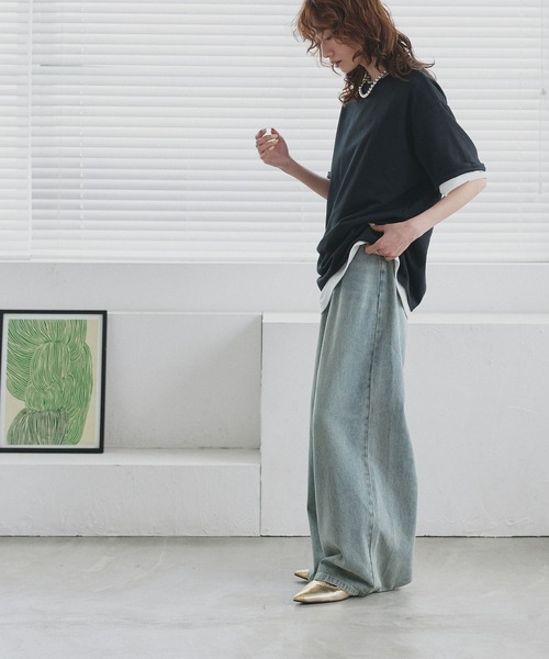 ad thie(アドティエ)の「ベーシック オーバーサイズ Tシャツ(Tシャツ/カットソー・レディース・チャコール/オートミール/オフホワイト/ブラック・FREE)」の12枚目の写真