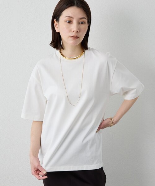 Drawing Numbers(ドローイング ナンバーズ)の「【Drawing Numbers】ハイツイストプレーンTシャツ(Tシャツ/カットソー・レディース・ブラック/ホワイト・38/40)」の3枚目の写真