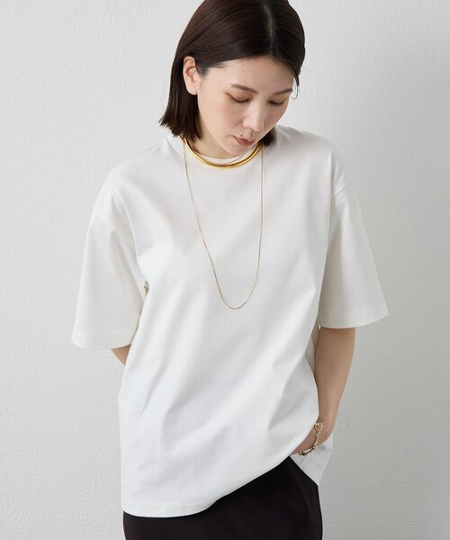 Drawing Numbers(ドローイング ナンバーズ)の「【Drawing Numbers】ハイツイストプレーンTシャツ(Tシャツ/カットソー・レディース・ブラック/ホワイト・38/40)」の4枚目の写真
