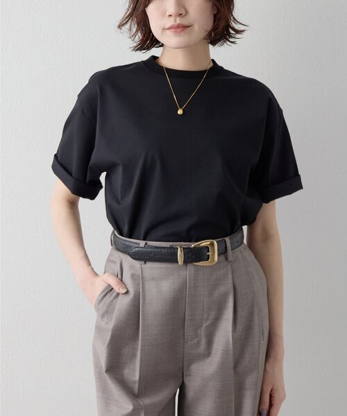 Drawing Numbers(ドローイング ナンバーズ)の「【Drawing Numbers】ハイツイストプレーンTシャツ(Tシャツ/カットソー・レディース・ブラック/ホワイト・38/40)」の11枚目の写真