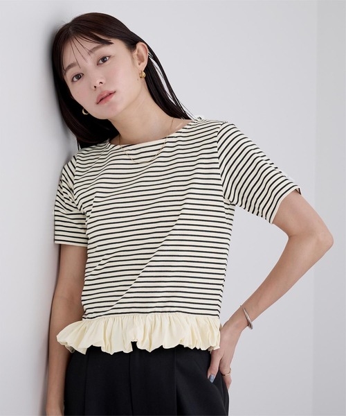 UR'S(ユアーズ)の「チビバルーン半袖トップス(Tシャツ/カットソー・レディース・ホワイト系その他/オフホワイト/ブラック・L/M)」の3枚目の写真