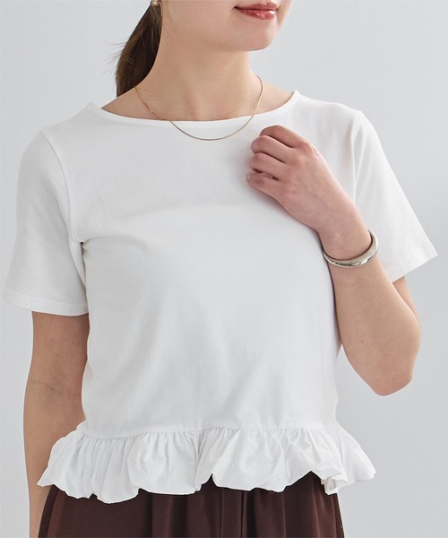 UR'S(ユアーズ)の「チビバルーン半袖トップス(Tシャツ/カットソー・レディース・ホワイト系その他/オフホワイト/ブラック・L/M)」の2枚目の写真