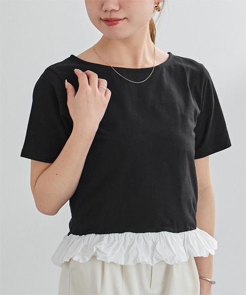 UR'S(ユアーズ)の「チビバルーン半袖トップス(Tシャツ/カットソー・レディース・ホワイト系その他/オフホワイト/ブラック・L/M)」の13枚目の写真