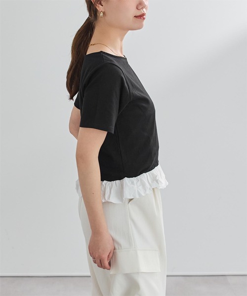 UR'S(ユアーズ)の「チビバルーン半袖トップス(Tシャツ/カットソー・レディース・ホワイト系その他/オフホワイト/ブラック・L/M)」の15枚目の写真