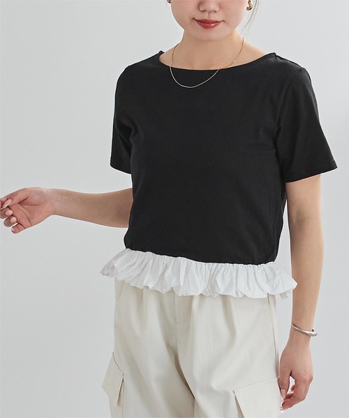 UR'S(ユアーズ)の「チビバルーン半袖トップス(Tシャツ/カットソー・レディース・ホワイト系その他/オフホワイト/ブラック・L/M)」の16枚目の写真