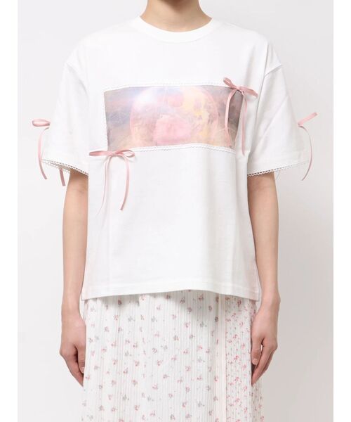merry jenny(メリージェニー)の「『WICKED』Ribbon Tee(Tシャツ/カットソー・レディース・チャコールグレー/オフホワイト・FREE)」の3枚目の写真