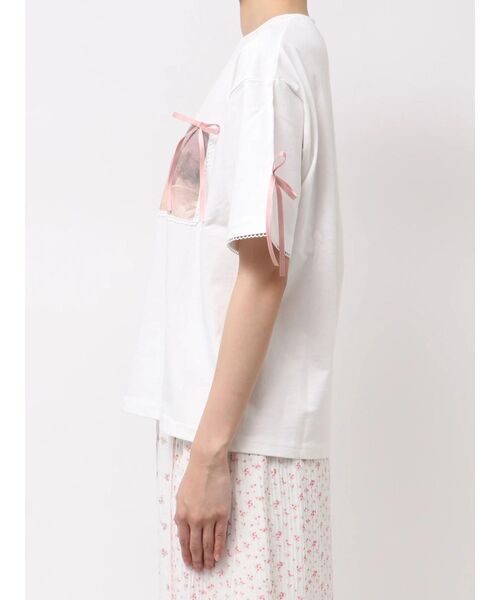 merry jenny(メリージェニー)の「『WICKED』Ribbon Tee(Tシャツ/カットソー・レディース・チャコールグレー/オフホワイト・FREE)」の4枚目の写真