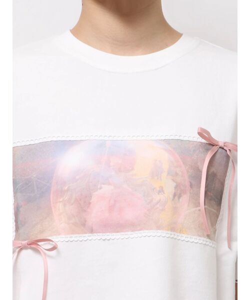 merry jenny(メリージェニー)の「『WICKED』Ribbon Tee(Tシャツ/カットソー・レディース・チャコールグレー/オフホワイト・FREE)」の6枚目の写真