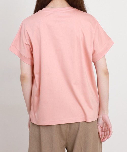 EGLANTINE(エグランティーヌ)の「EGLANTINE ファッションモチーフプリントカットソー 半袖(Tシャツ/カットソー・レディース・ネイビー/サーモンピンク/オフホワイト・38)」の10枚目の写真